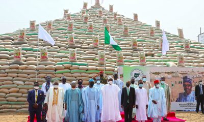 Food security: President Buhari unveils 13 rice pyramids