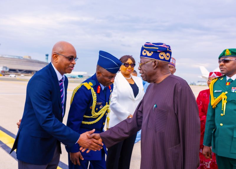 Tinubu lands in Paris, France